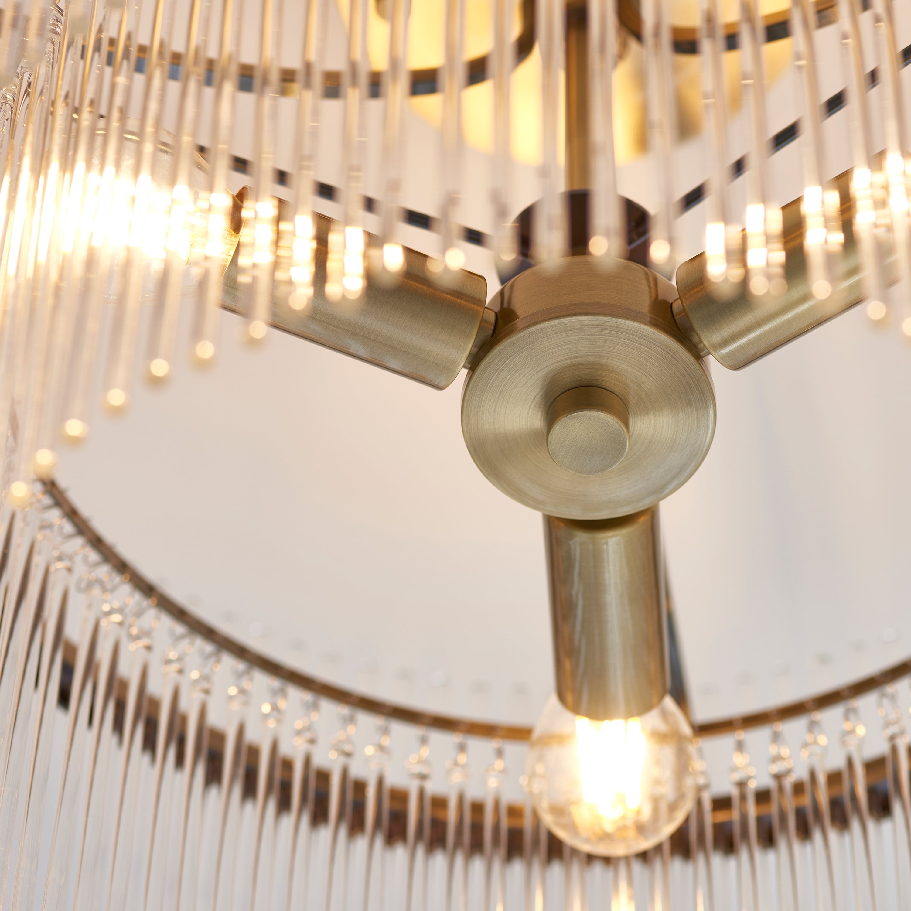 Vizzini Antique Brass & Glass Rods Ceiling Light